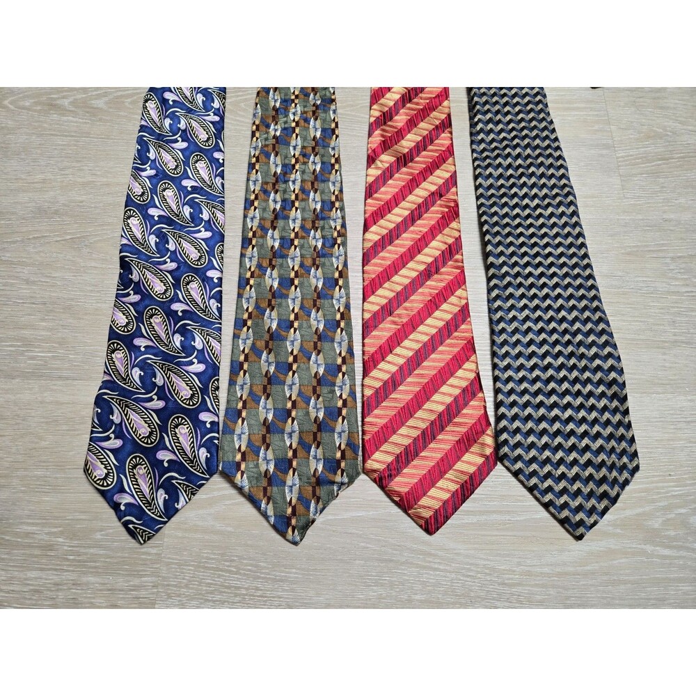 Vintage XMI Silk Ties Lot of 4 Abstract Paisley Geometric Classic Width